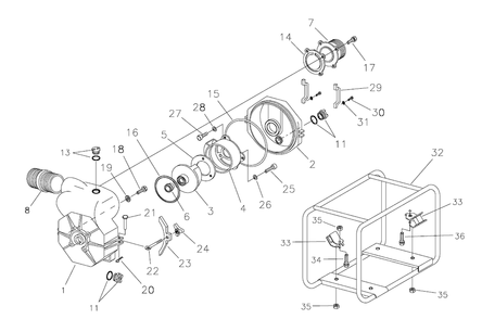 Trash Pump Diagram and Parts List for 073017-0-198GPM  Briggs and Stratton Water Pump